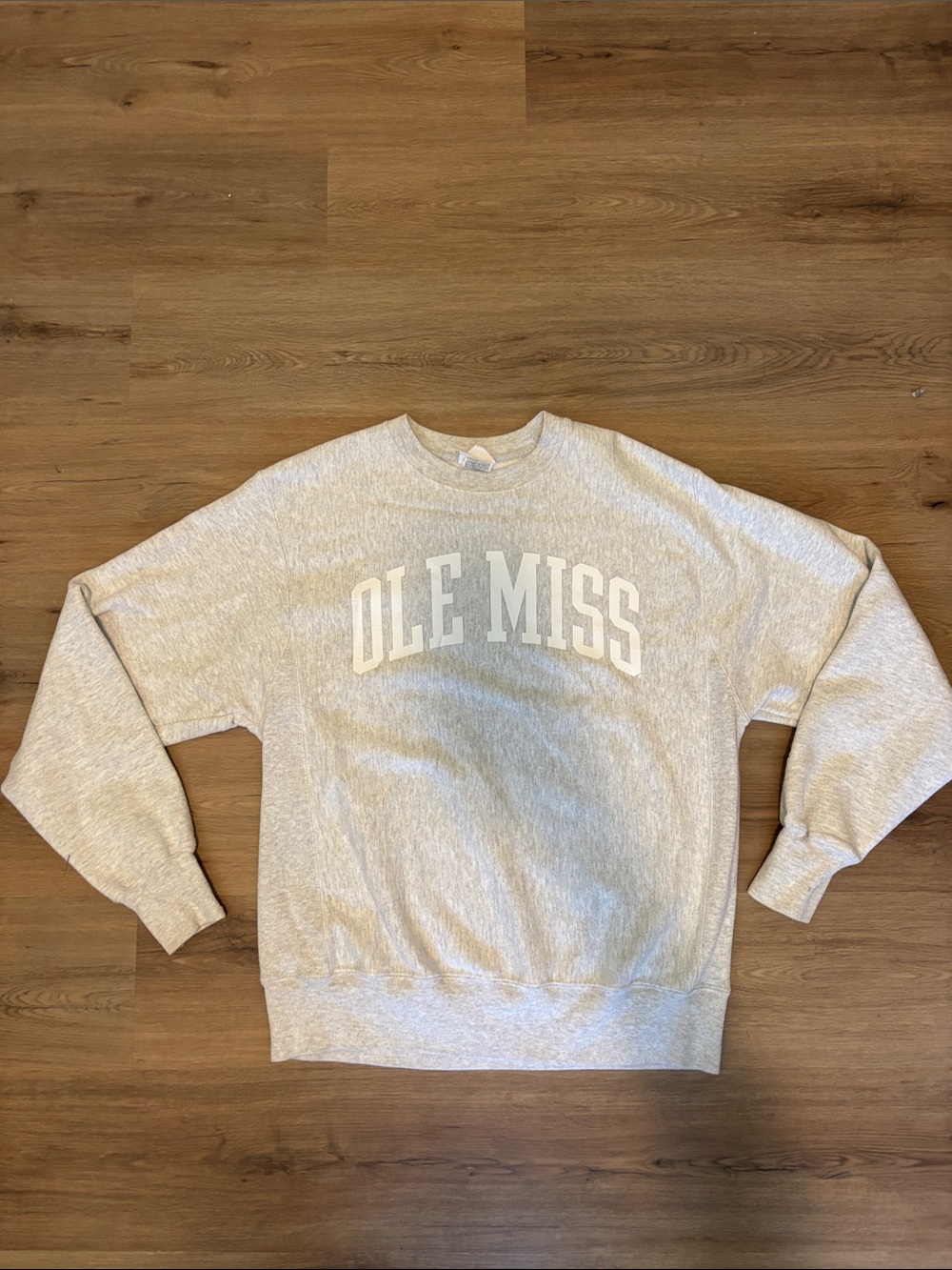 Ole Miss Champion Light Gray Reverse Weave Crewneck Sweatshirt